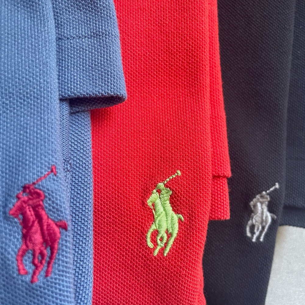 Set of 3 Men’s Ralph Lauren Mesh Polo Shirts Size XLT in Red, Blue, and Black